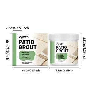 Product dimensions for vyreth waterproof patio grout 100g jar and box for tile repair
