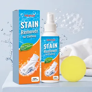 JAKEHOE Clothing Stain Remover Fabric Cleaner Spray for Oil Ink Wine Stains with Sponge Gentle Formula for All Fabrics