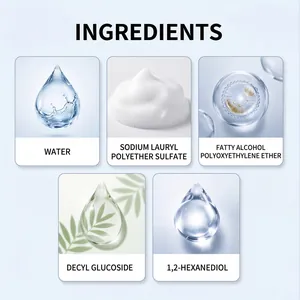Detailed view of mild ingredients for laundry stain remover showing water and surfactants