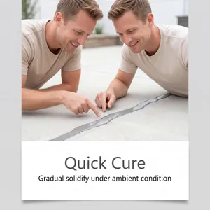Close-up of quick-cure concrete crack filler applied on a pavement surface with smooth finish
