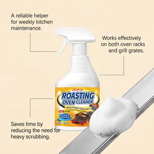 Action shot of JAKEHOE heavy duty roasting oven cleaner foam on a stainless steel grill grate