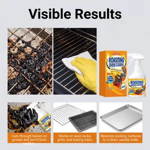 Jakehoe roasting oven cleaner effectively removing burnt-on grease from kitchen grills and trays.