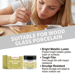 Detailansicht von HOMEXA Silber-Metallic-Farbe für DIY Holz-Glas-und Porzellanhandwerk