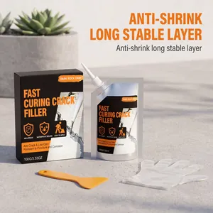 Fast curing concrete crack filler kit with spatula and glove for pavement crack repairs