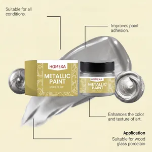 Detaillierte Ansicht von silberner Metallic-Farbe für Holz, Glas und Porzellan