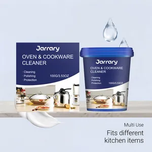Close-up of Jarrary 100g Oven & Cookware Cleaner paste for stainless steel pots