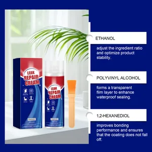 Transparent leak repair cream with brush, 100g waterproof sealant for walls and pipes