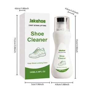 Technical specifications and size dimensions for Jakehoe shoe cleaner liquid bottle