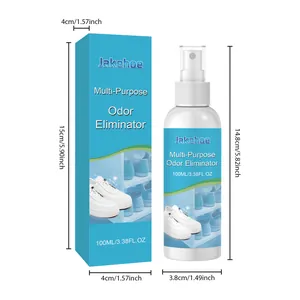 Jakehoe 100ml multi-purpose odor eliminator spray with detailed bottle and box dimensions