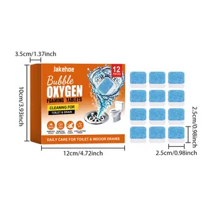 Detailed dimensions of Jakehoe bubble oxygen foaming toilet tablets for effective cleaning