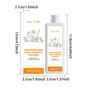 Spécifications de taille du nettoyant multi-surfaces concentré Jue Fish et de son emballage