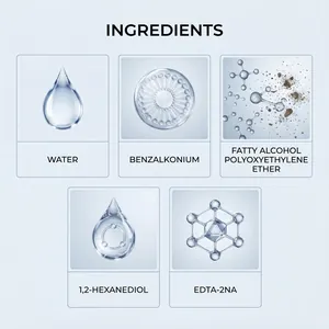Detailed ingredient list for outdoor tent mold remover spray with scientific icons