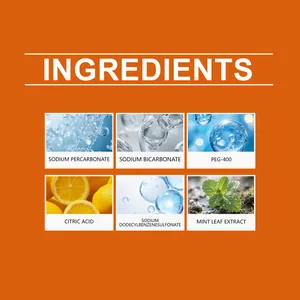 Detailed ingredient list of mint scented toilet cleaning tablets for deep cleaning