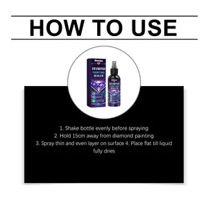 Instructional guide for DOWMOO diamond painting sealer spray with quick dry gloss finish