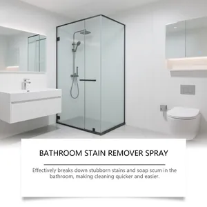 Clean modern bathroom interior showing glass shower stall and sink for stain remover use