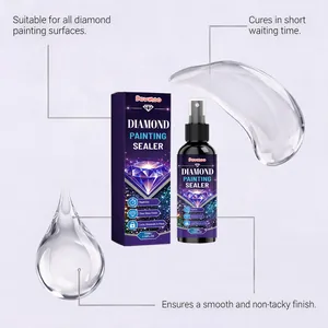Detail view of Dowmoo diamond painting sealer showing splash effect and packaging