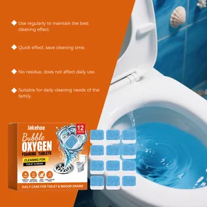 Jakehoe bubble oxygen toilet foaming tablets 12pcs for deep cleaning and odor removal.
