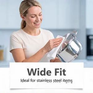 Detail of cleaning a stainless steel pot using JUE FISH multi-purpose rust remover powder.