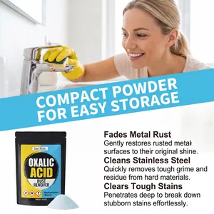 Oxalic acid powder rust remover for metal and stainless steel faucet cleaning