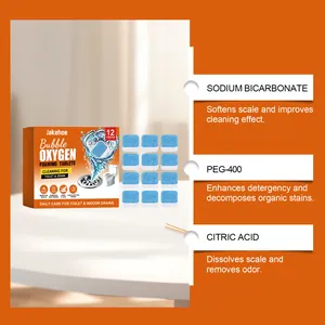 Detail of Jakehoe bubble oxygen foaming tablets showing ingredients and cleaning benefits