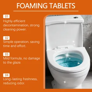 Effectiveness of foaming toilet cleaning tablets showing a sparkling clean bowl