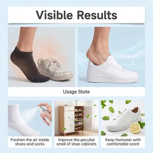 Effective shoe deodorizer spray for freshening footwear, socks, and shoe cabinets