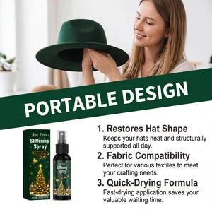 Jue Fish fabric stiffening spray restores hat shape with portable design and quick dry formula