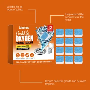 12-pack Jakehoe bubble oxygen foaming tablets for toilet and drain deep cleaning