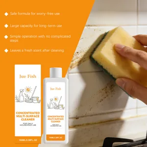 Nettoyage de la graisse des carreaux de cuisine avec le nettoyant concentré Jue Fish
