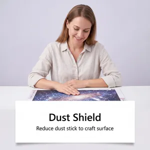 Detail showing the dust shield effect on a galaxy theme diamond painting surface.