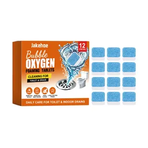 Jakehoe Bubble Oxygen Foaming Toilet and Drain Cleaning Tablets, 12 pieces per pack