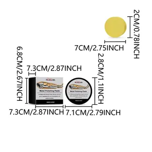 Detailed dimensions of 100g metal polishing paste with sponge applicator for exhaust pipes