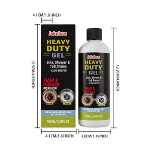 Jakehoe 100ml heavy duty gel drain clog remover with dimensions for sink and tub