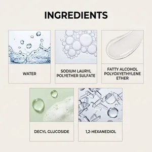 Detail view of lighting fixture cleaner ingredients with clear English text descriptions