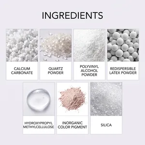 Visualizzazione dettagliata degli ingredienti chiave per stucco mosaico impermeabile professionale