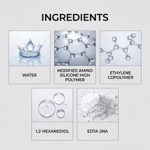 Detalle de los ingredientes del spray para plástico incluyendo agua y polímeros