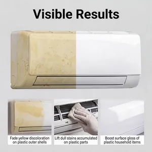 Comparación antes y después que muestra resultados de spray restaurador plástico en electrodomésticos