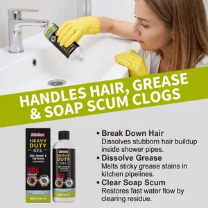 Jakehoe heavy duty drain cleaner gel dissolving stubborn hair and grease clogs in sink