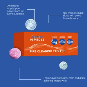 Close-up of Jakehoe foaming pipe cleaning tablets for kitchen and bathroom drainage maintenance