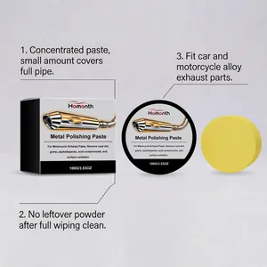 Exhaust pipe polishing paste with applicator sponge for metal rust removal