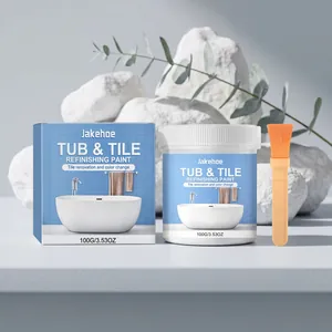 Jakehoe white tub and tile refinishing paint kit for surface renovation and stain covering