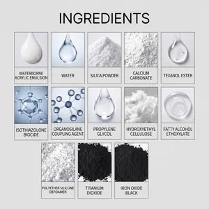 Comprehensive list of chemical ingredients for light grey tile grout formulation.