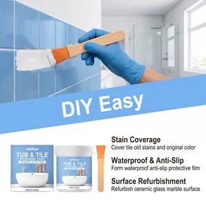 Detail view of tile refinishing paint application with waterproof and anti-slip features