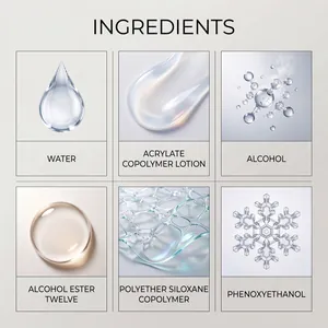Professional ingredients visualization for mild art fixing spray including acrylate copolymer