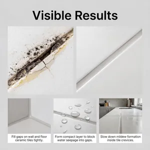 Detailed macro view showing light grey tile grout sealing gaps and blocking water seepage.