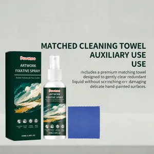 DOWMOO Artwork Fixative Spray set with a premium blue microfiber cleaning towel