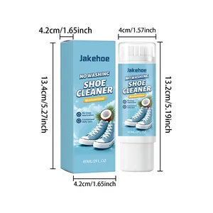 Jakehoe 60ml shoe cleaner foam brush set with precise dimensions in cm and inches.