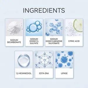 Detailed scientific breakdown of cleaning ingredients for washing machine cleaner tablets.