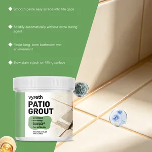 Close-up of waterproof patio grout showing smooth paste application in tile gaps