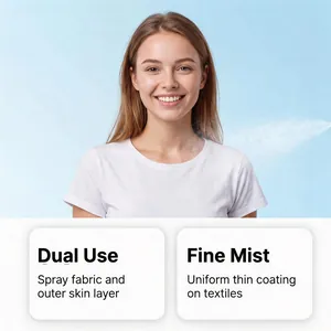 Detailed view of dual use cooling spray features and its fine mist spray effect